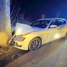 Na drogę wbiegła zwierzyna. Auto uderzyło w drzewo